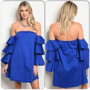 Royal Blue Off the Shoulder Mini Dress NWT